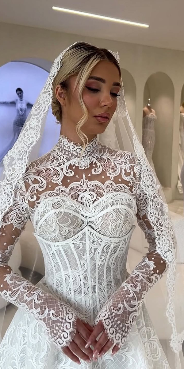 long sleeve wedding dresses illusion lace bridezillas