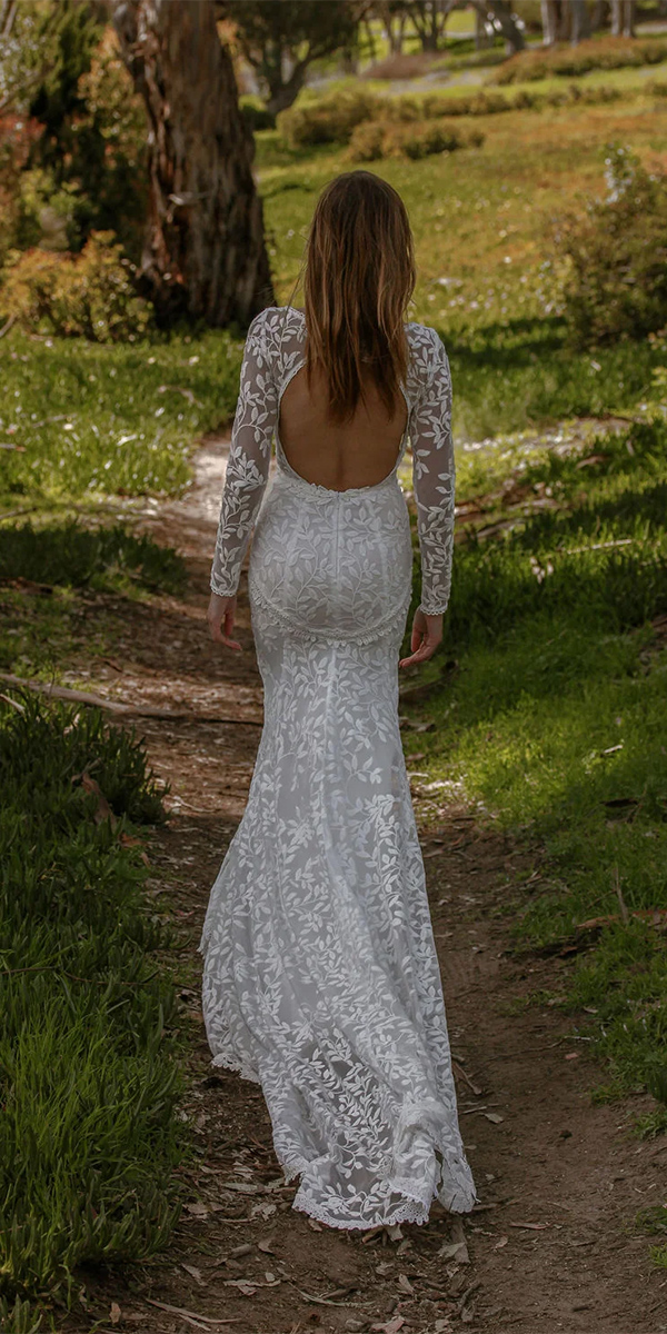 long sleeve wedding dresses open back boho dreamersandlovers