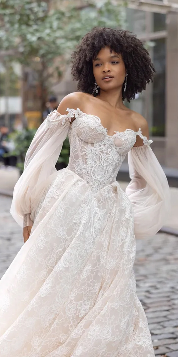 long sleeve wedding dresses puff sleeves lace galia lahav
