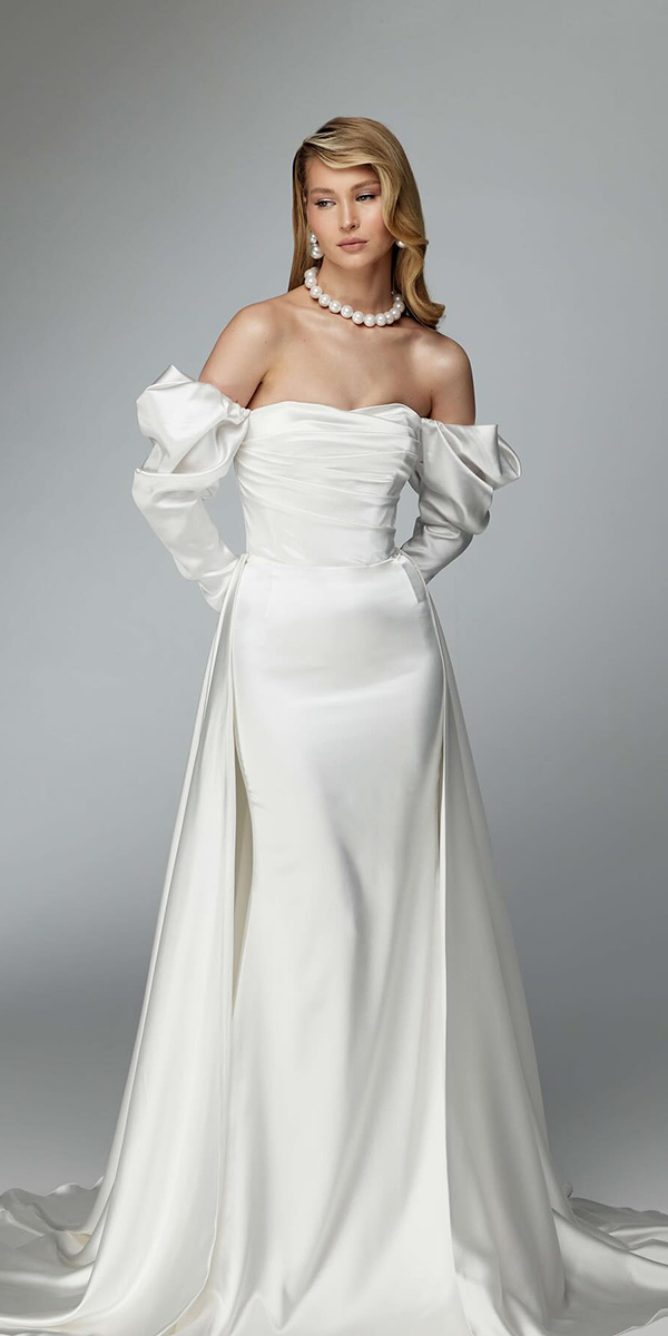 simple wedding dresses with sleeves vintage off the shoulder raraavis