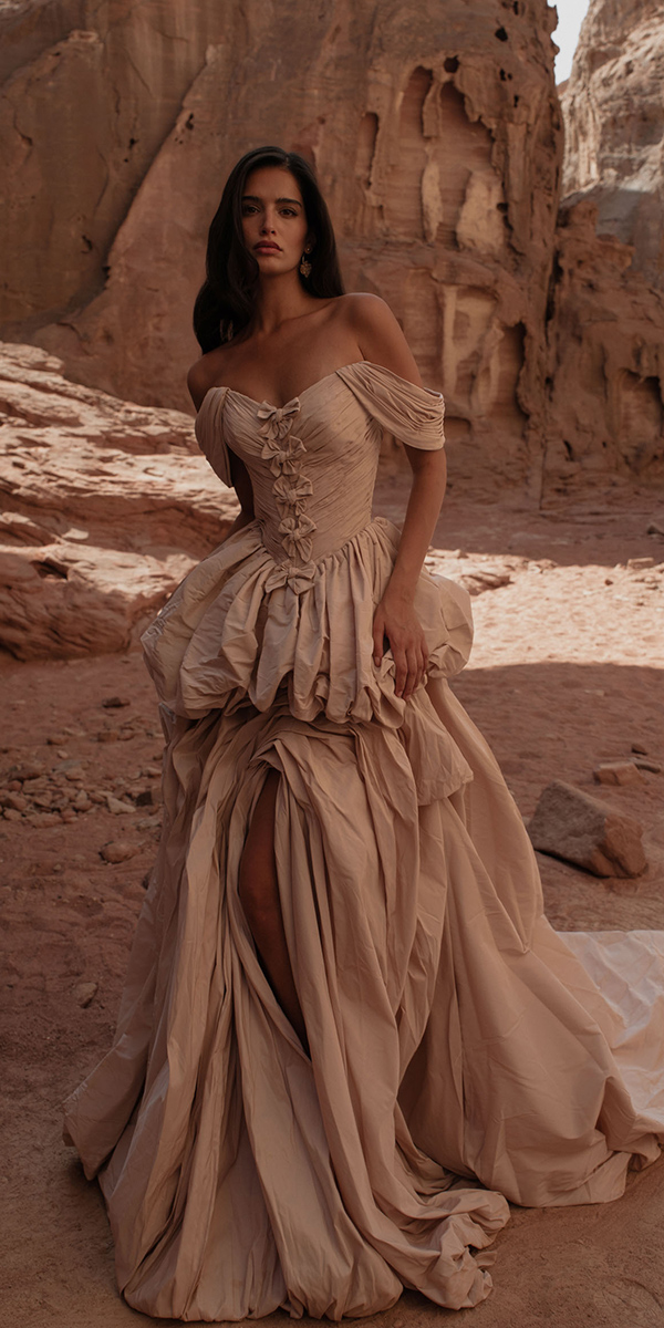 vintage wedding dresses 1920s simple off the shoulder corset katycorso