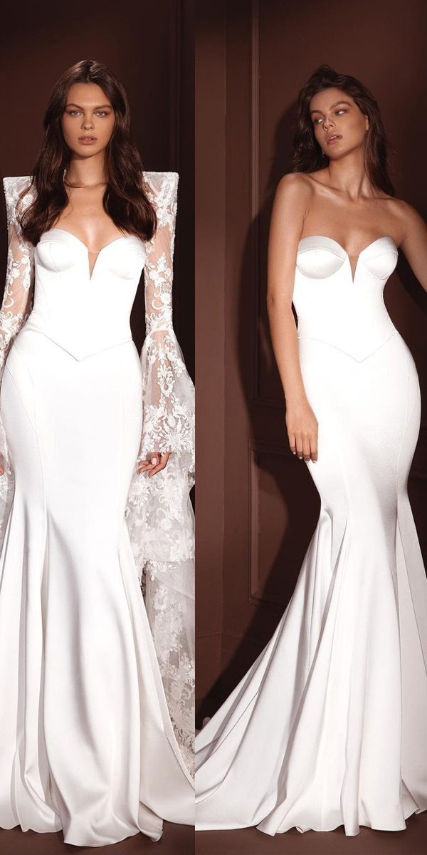 wedding dress trends 2026 simple mermaid with sleeves convertible pninatornai