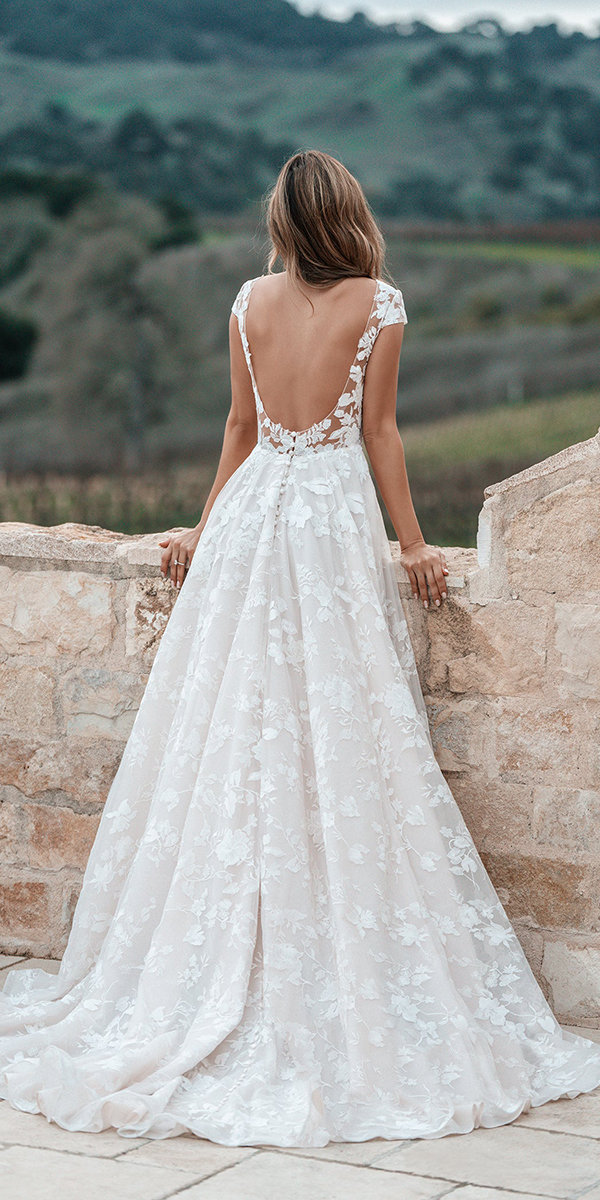 bohemian wedding dresses a line low back floral lace allure