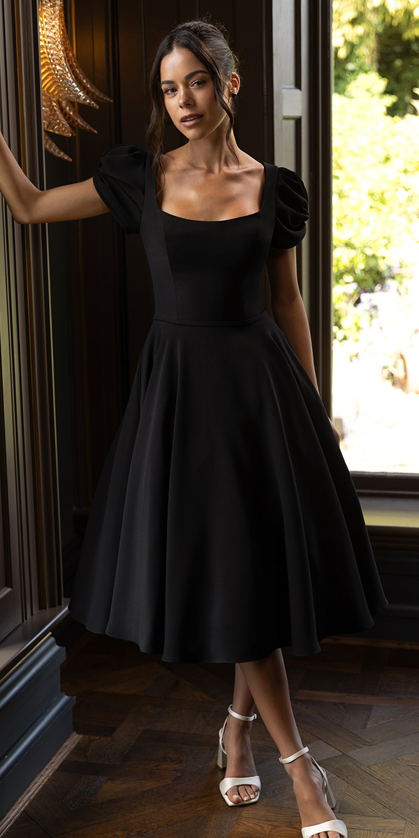 fall wedding guest dresses black simple truebride