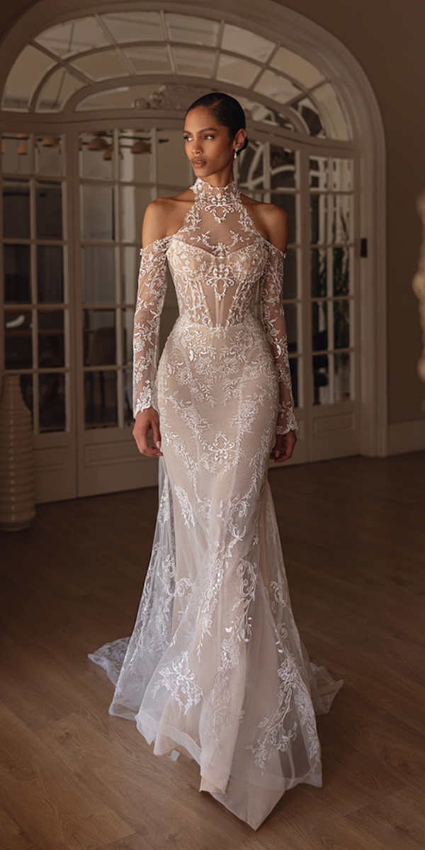 illusion long sleeve wedding dresses off the shoulder sexy beach julievino