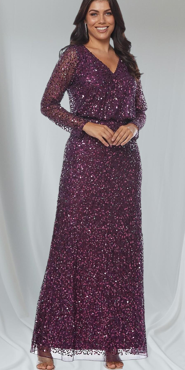 mother of the groom dresses with sleeves sequins long zalieadesigns