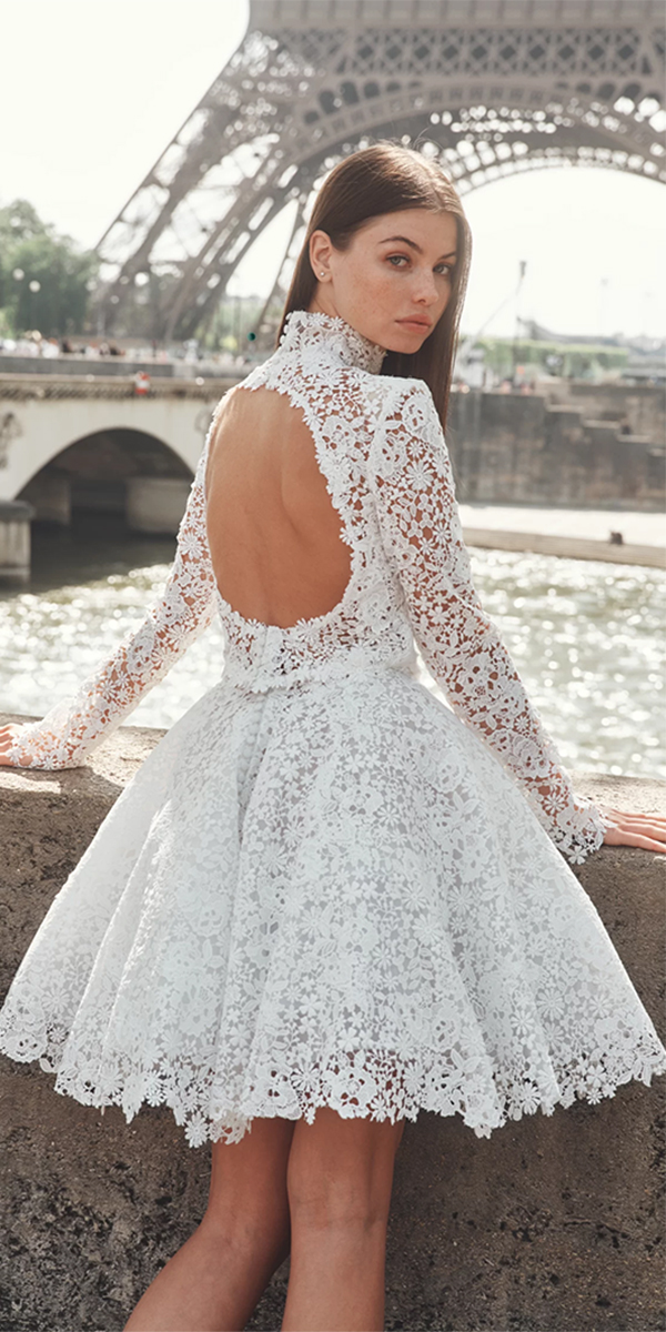 rustic wedding dresses open back with long sleeves lace floral beach alessandroangelozzicouture