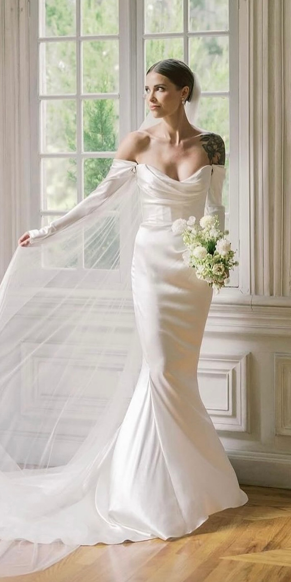silk wedding dresses mermaid sexy with sleeves katherinetash