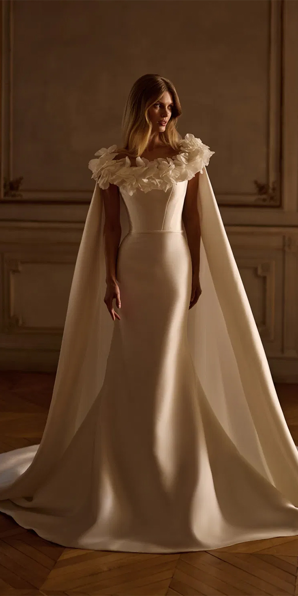 silk wedding dresses with cape simple lucesposa