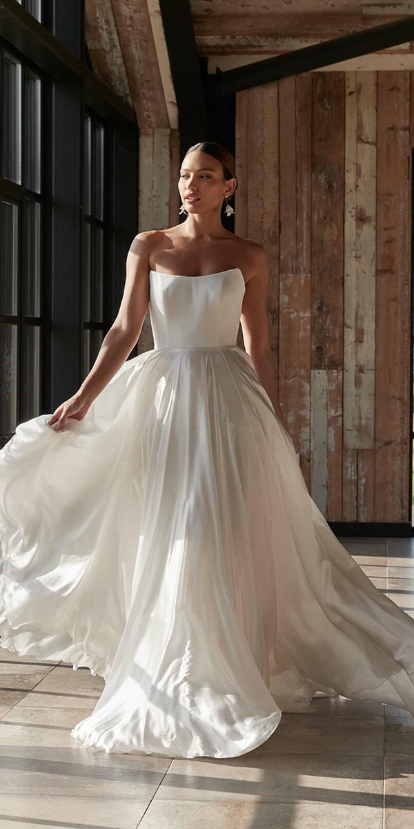 simple wedding dresses a line strapless neckline country sassiholford