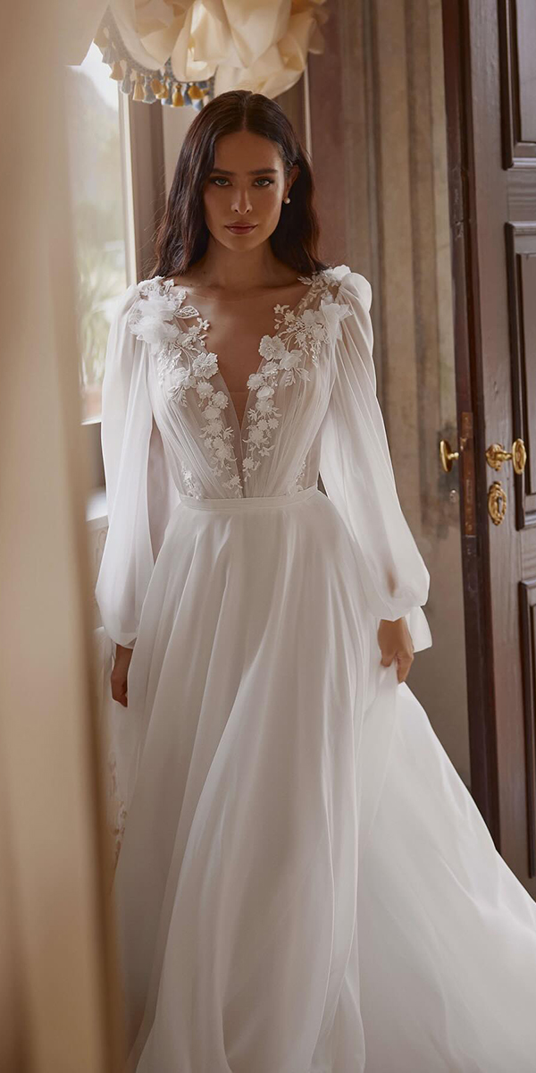 simple wedding dresses a line with long sleeves country raraavis