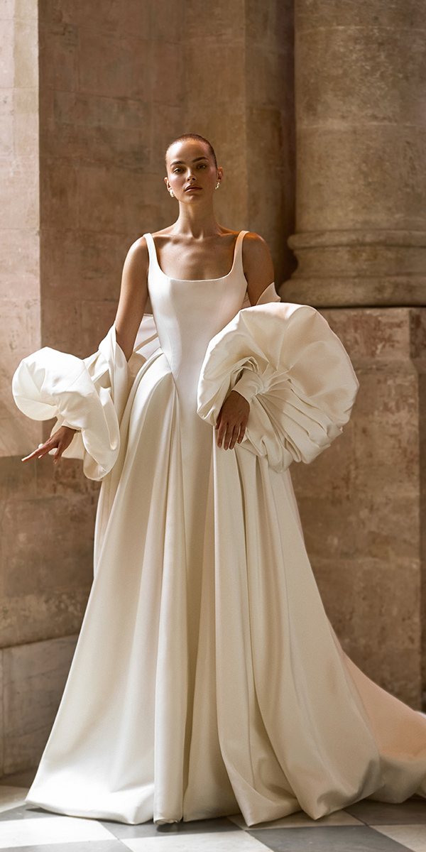 simple wedding dresses elegant square neckline alonlivne