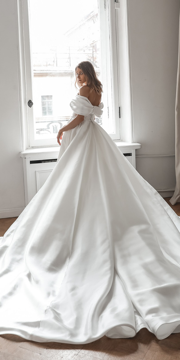 simple wedding dresses silk with train olivibotega