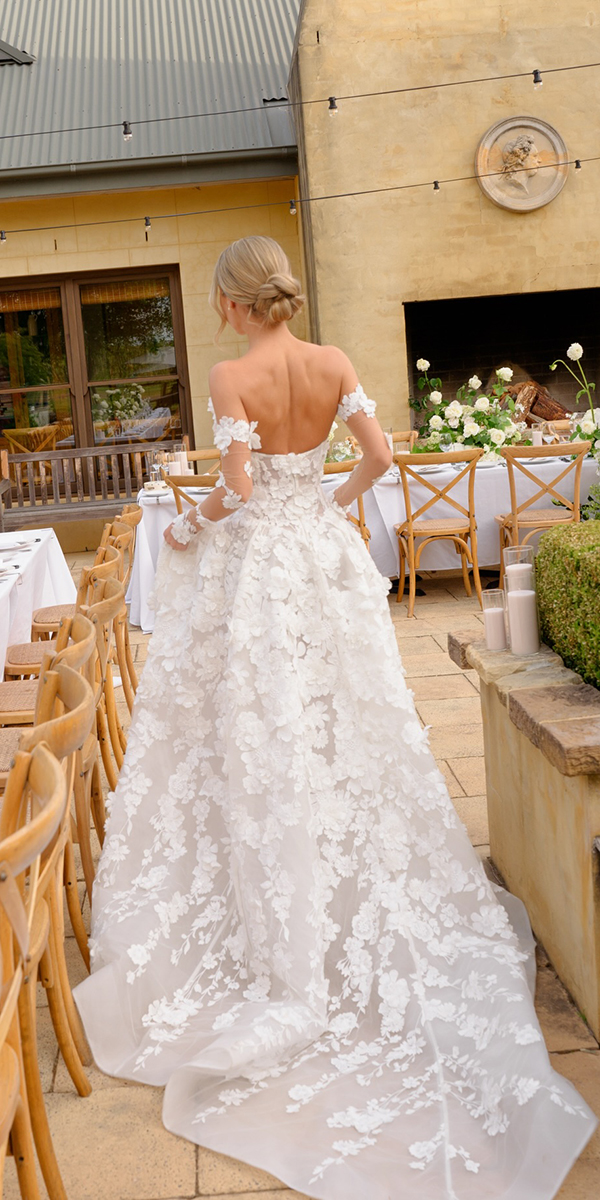 trendy wedding dresses floral appliques a line galialahav