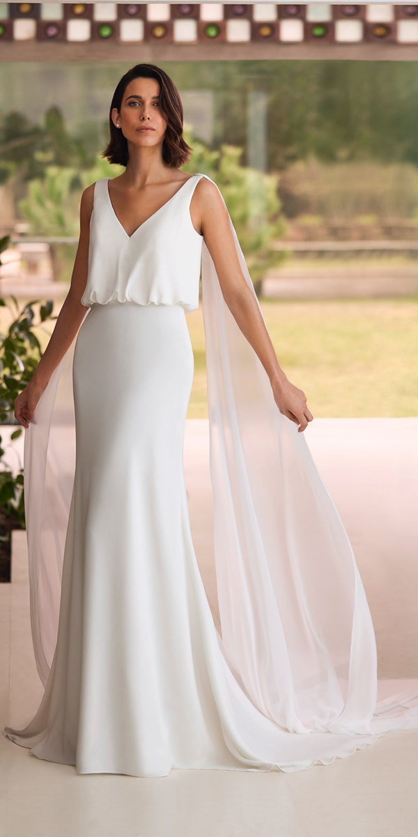 trendy wedding dresses simple sheath v neckline pronovias