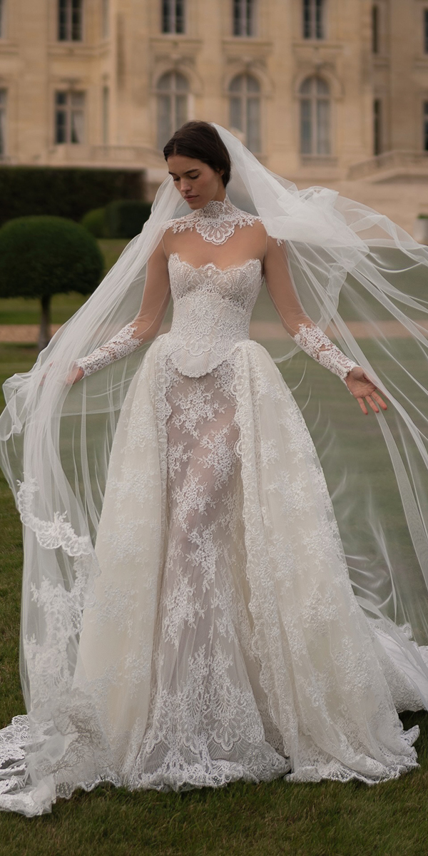 vintage wedding dresses lace with illusion sleeves victorian leegrebanau