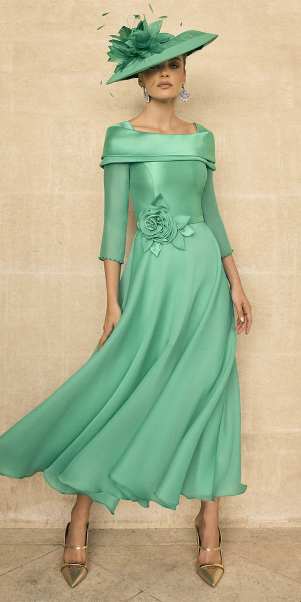 best mother of the bride dresses green simple with sleeves off the shoulder veniinfantino