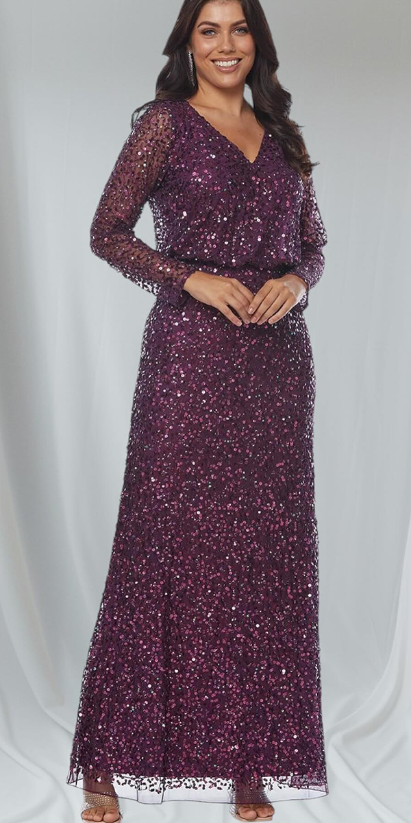 long mother of the bride dresses with long sleeves sequins zalieadesigns