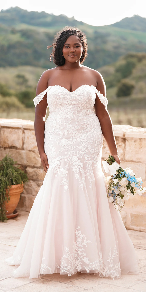 plus size wedding dresses lace mermaid sexy off the shoulder allure