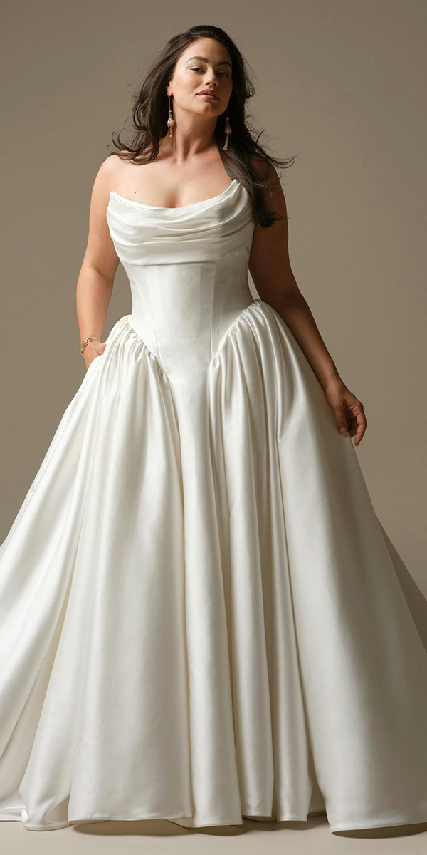 plus size wedding dresses simple strapless neckline maggiesottero