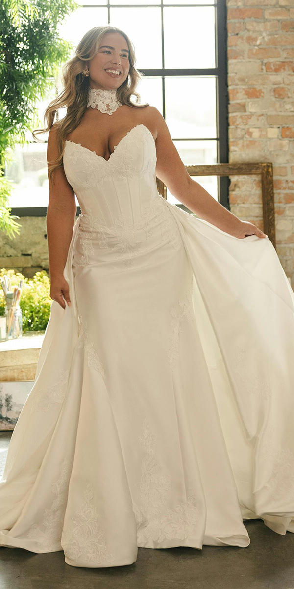 plus size wedding dresses strapless neckline with overskirt maggiesottero