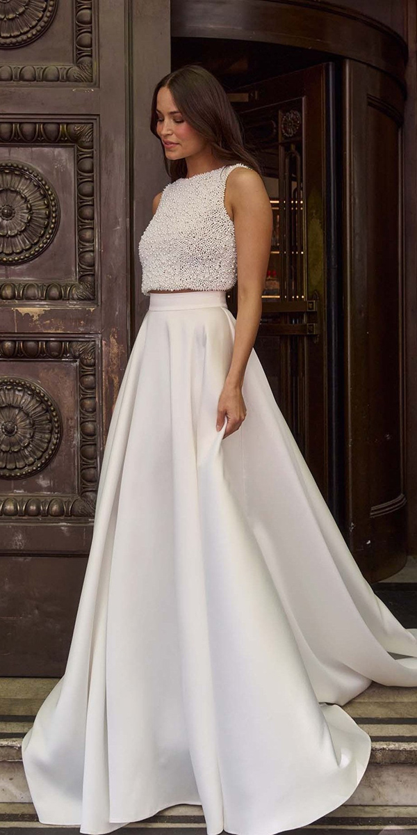 trendy wedding dresses a line detached top annacampbell