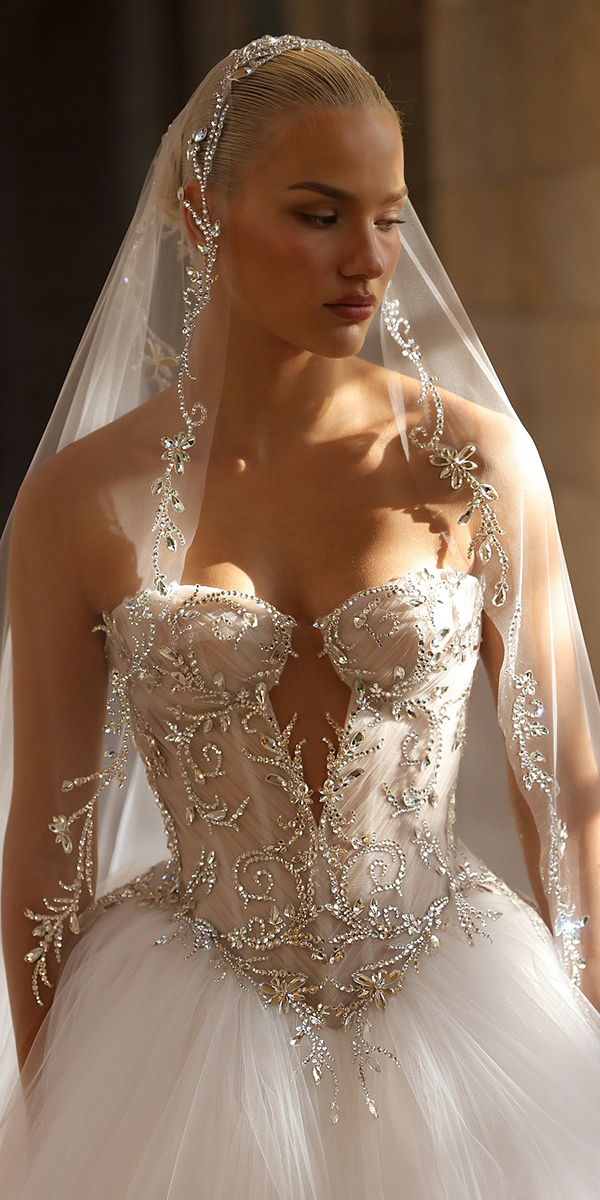 trendy wedding dresses ball gown sequined pninatornai