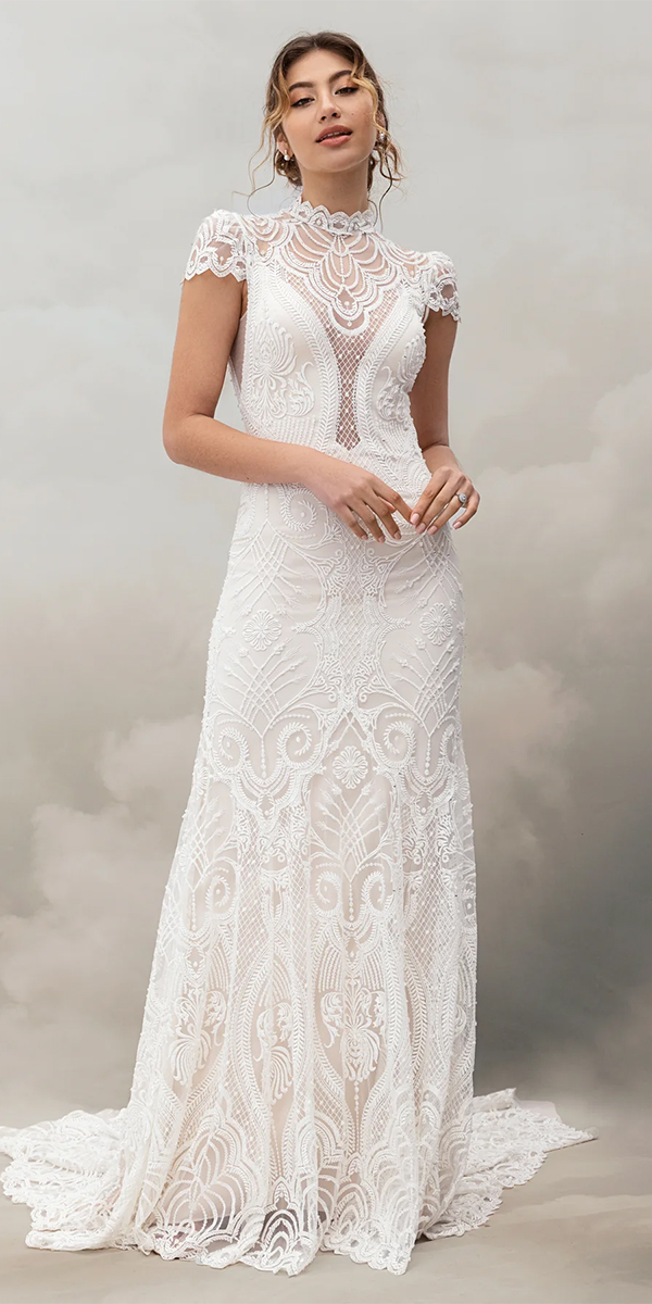 vintage lace wedding dresses sheath boho rustic catherinedeane