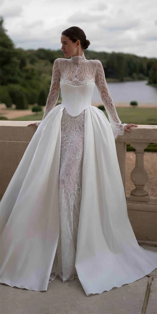 vintage lace wedding dresses with long sleeves corset leegrebenau