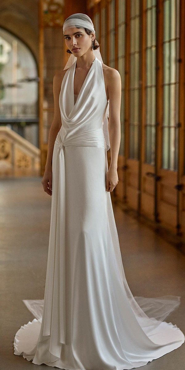 vintage wedding dresses 1920s simple v neckline sheath rosaclara