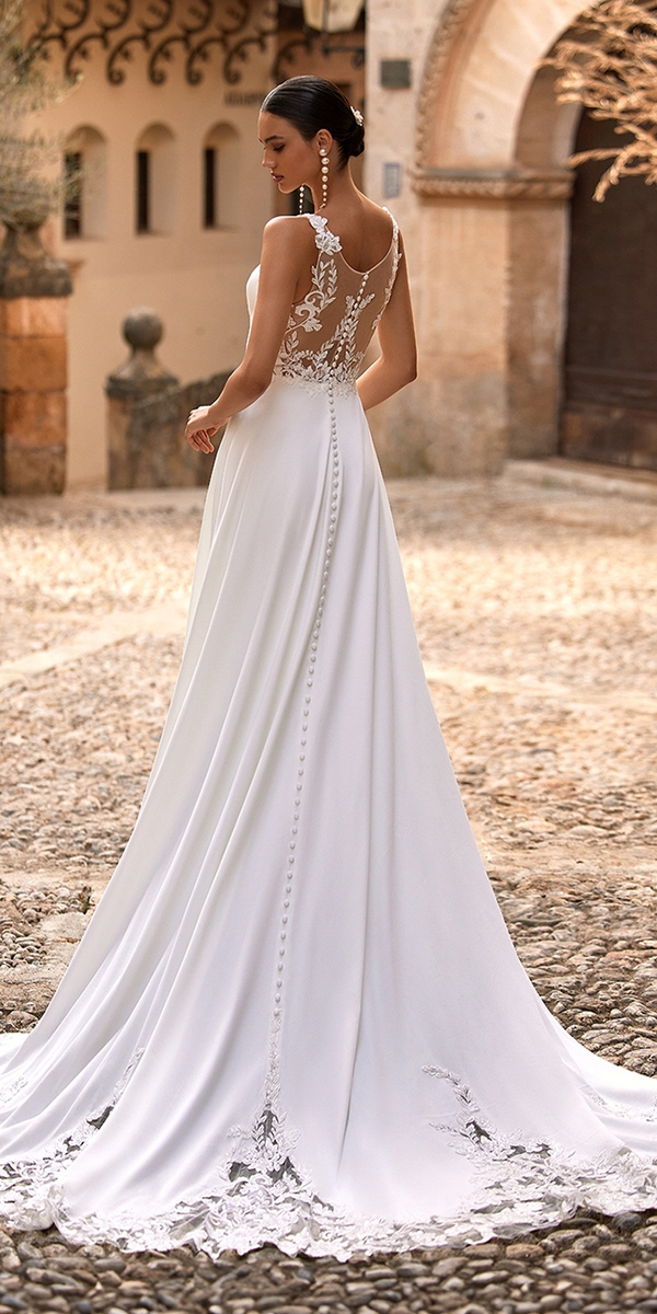 a line wedding dresses simple with lace back moonlight