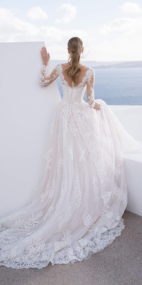 a line wedding dresses with long sleeves lace naviblue.group