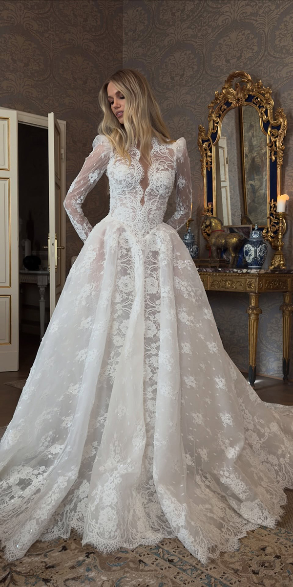 a line wedding dresses with long sleeves tomsebastien