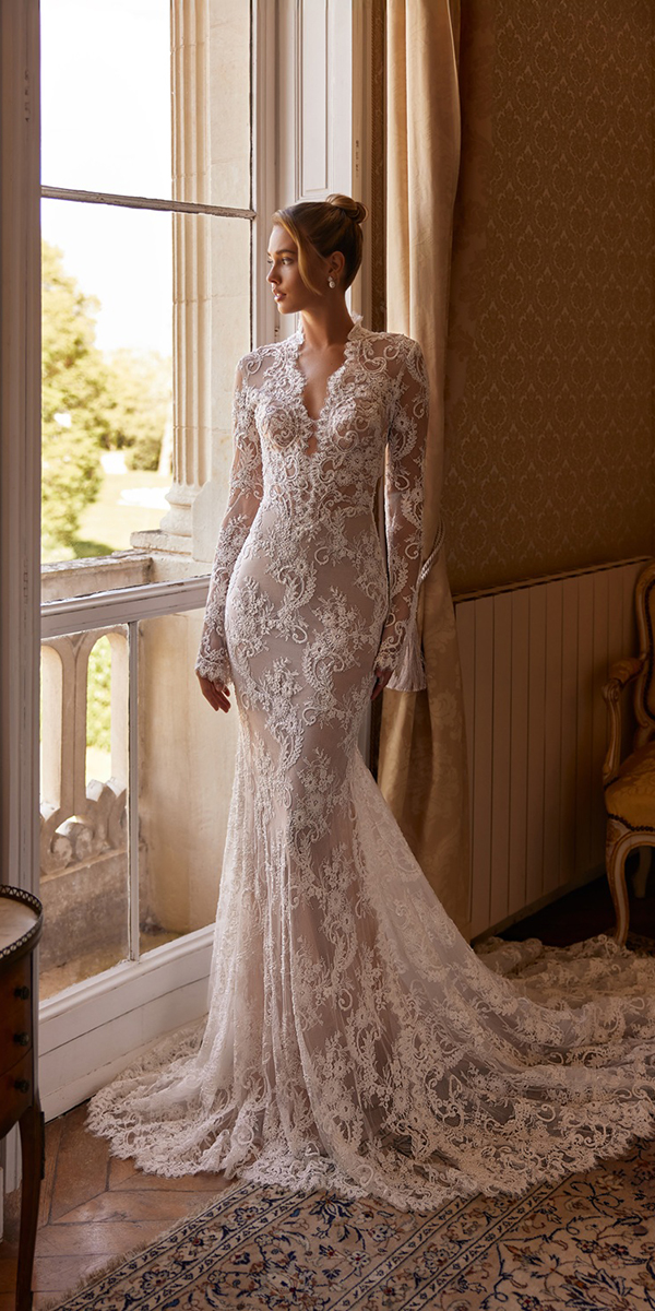 bohemian wedding dresses long sleeves lace sexy julievino