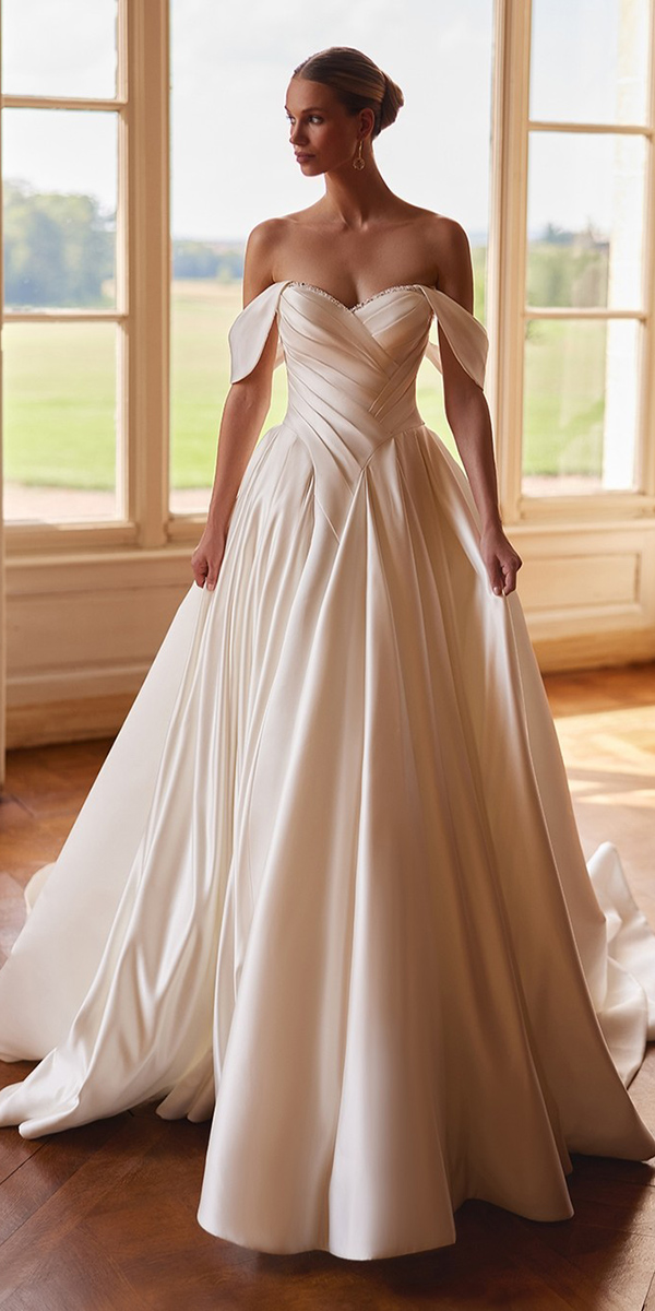 simple wedding dresses a line off the shoulder moonlight