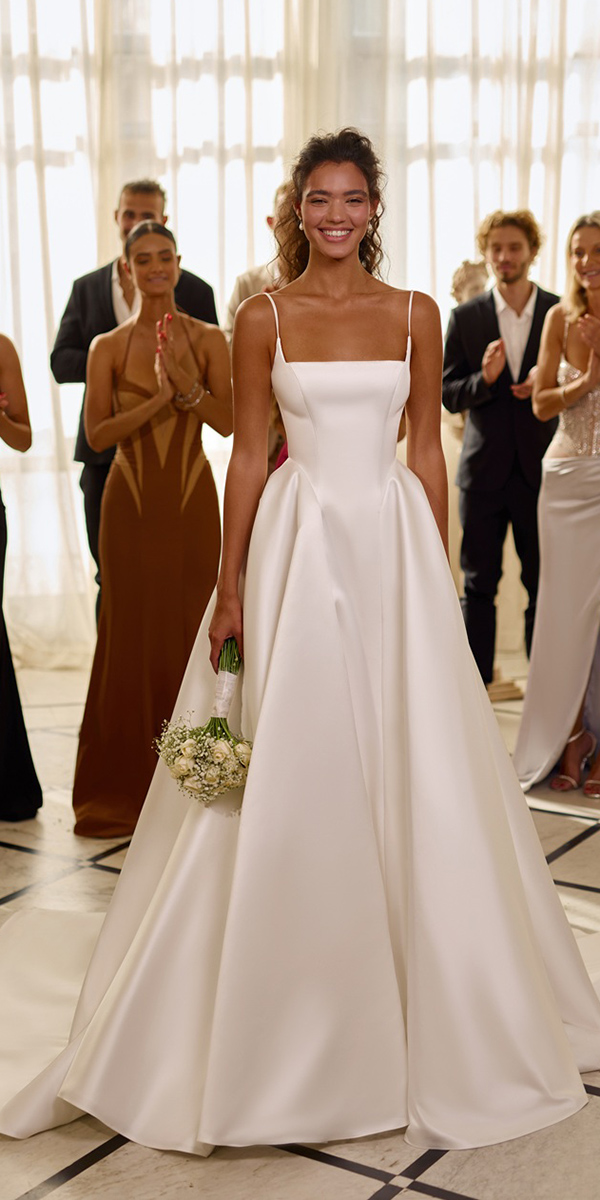 simple wedding dresses a line with spaghetti straps julie vino
