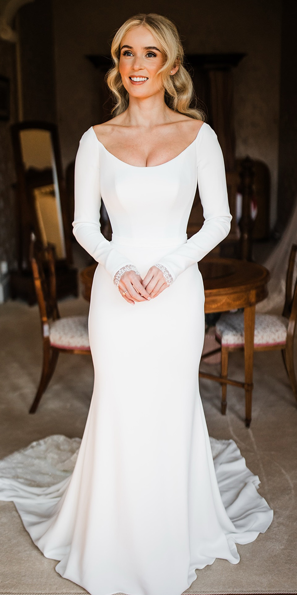 simple wedding dresses sheath with long sleeves elegant suzanneneville