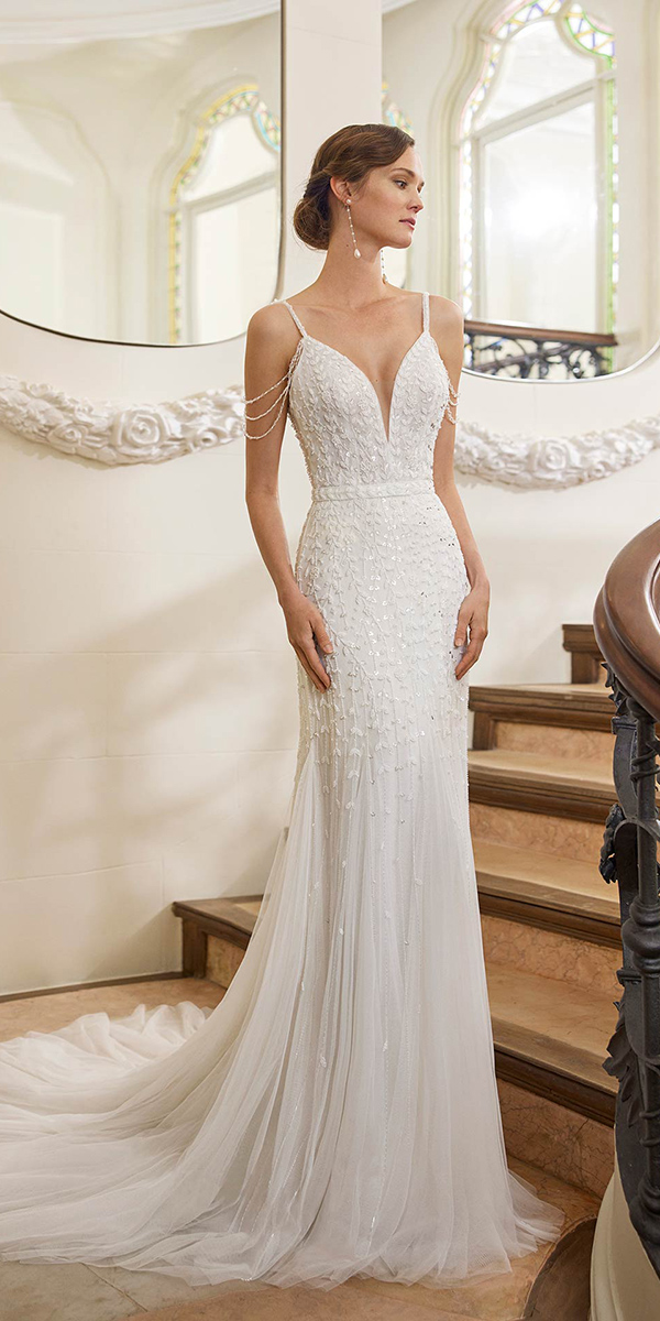 vintage wedding dresses 1920s sheath with spaghetti straps rosaclara