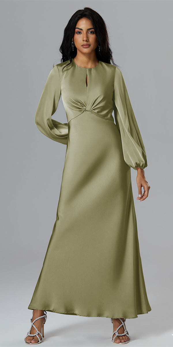wedding guest dresses for spring with sleeves green olive awbridal