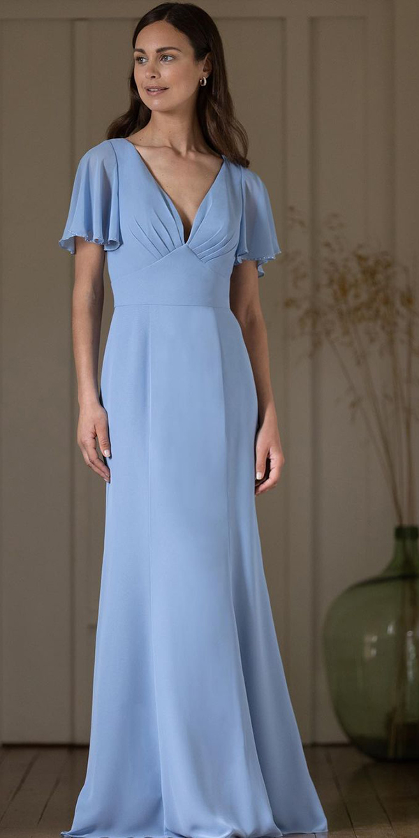 best mother of the bride dresses blue simple with cap sleeves truebride