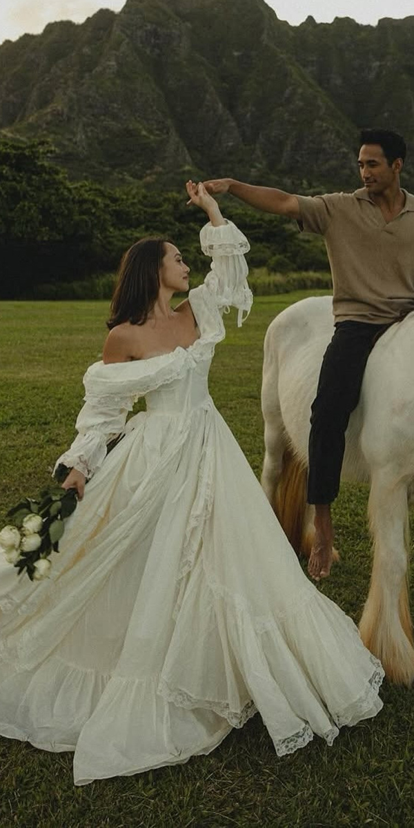 boho wedding dresses with sleeves simple a line off the shoulder carolinecooperphoto