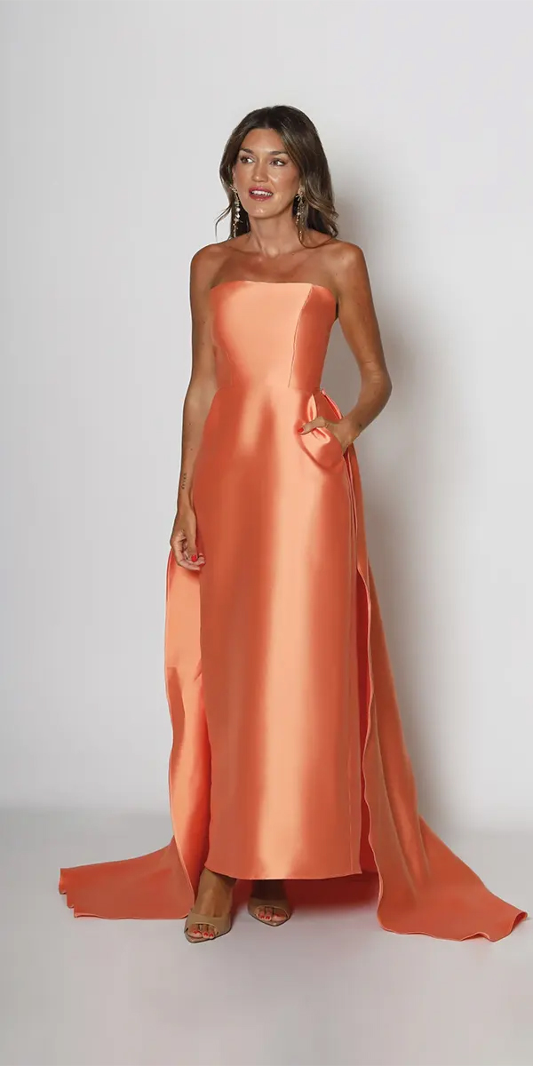 casual mother of the bride dress for beach wedding simple satin orange silviafernandez