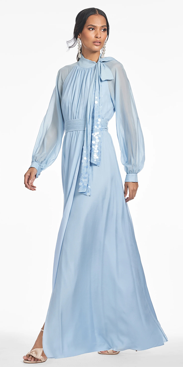 casual mother of the bride dress for beach wedding simple with long sleeves blue sachinandbabi
