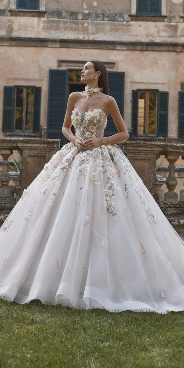floral wedding dresses ball gown sweetheart neckline veniinfantino