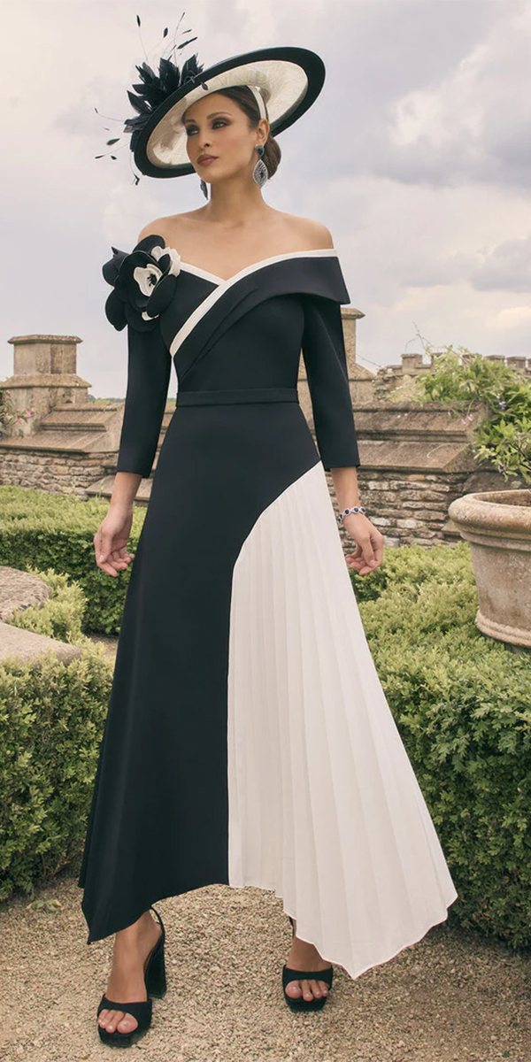 long mother of the bride dresses black and white veni infantino