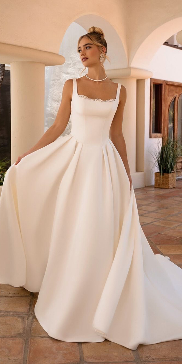 modest wedding dresses a line simple moonlight