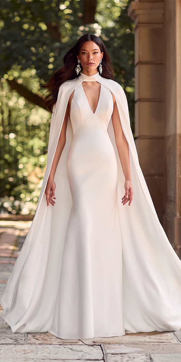 modest wedding dresses simple with cape paloma