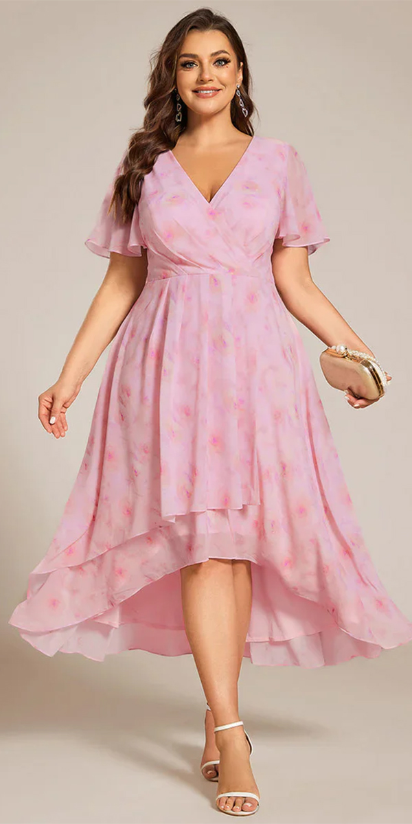 plus size mother of the bride dresses high low floral pink gracefulelegance