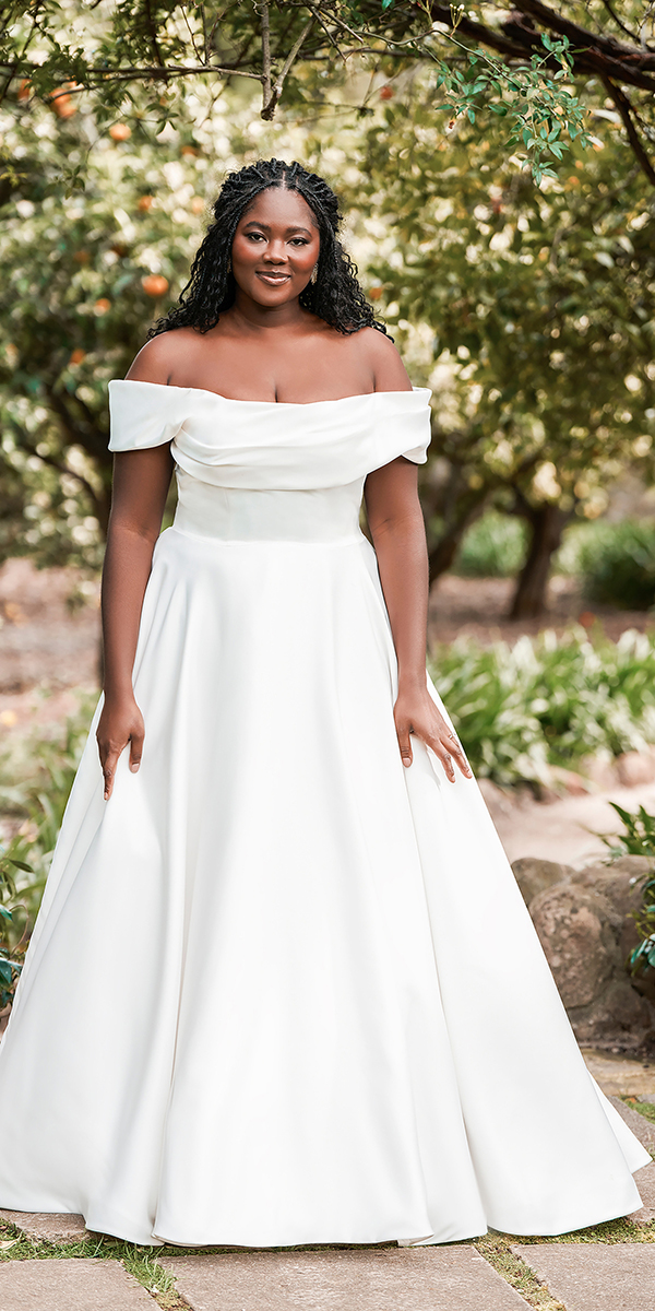 plus size wedding dresses a line simple off the shoulder beach allure