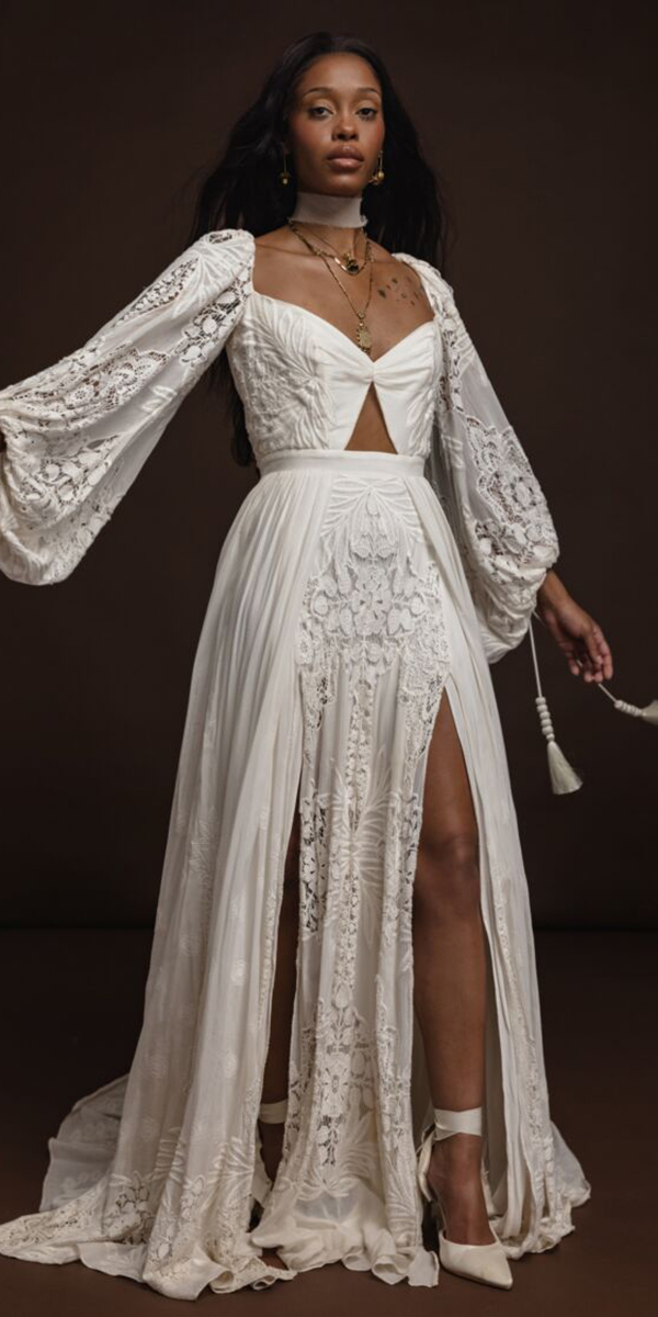 rustic lace wedding dresses with long sleeves barn western ruedeseine